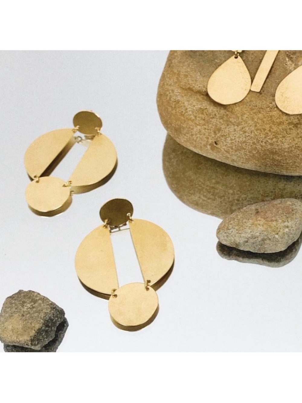 Annie Costello Brown Split Circle Gold Vermeil Earrings